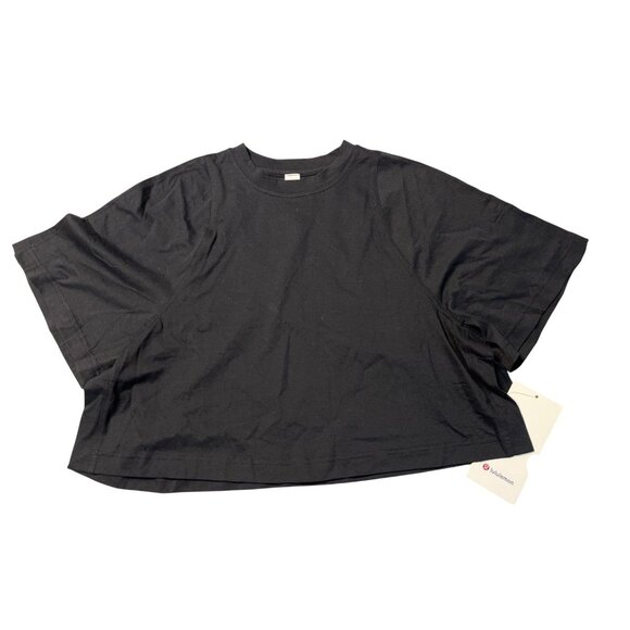 Lululemon Sheer Crewneck T-Shirt Black Lightweight Stretchy Fabric XS - Picture 1 of 2